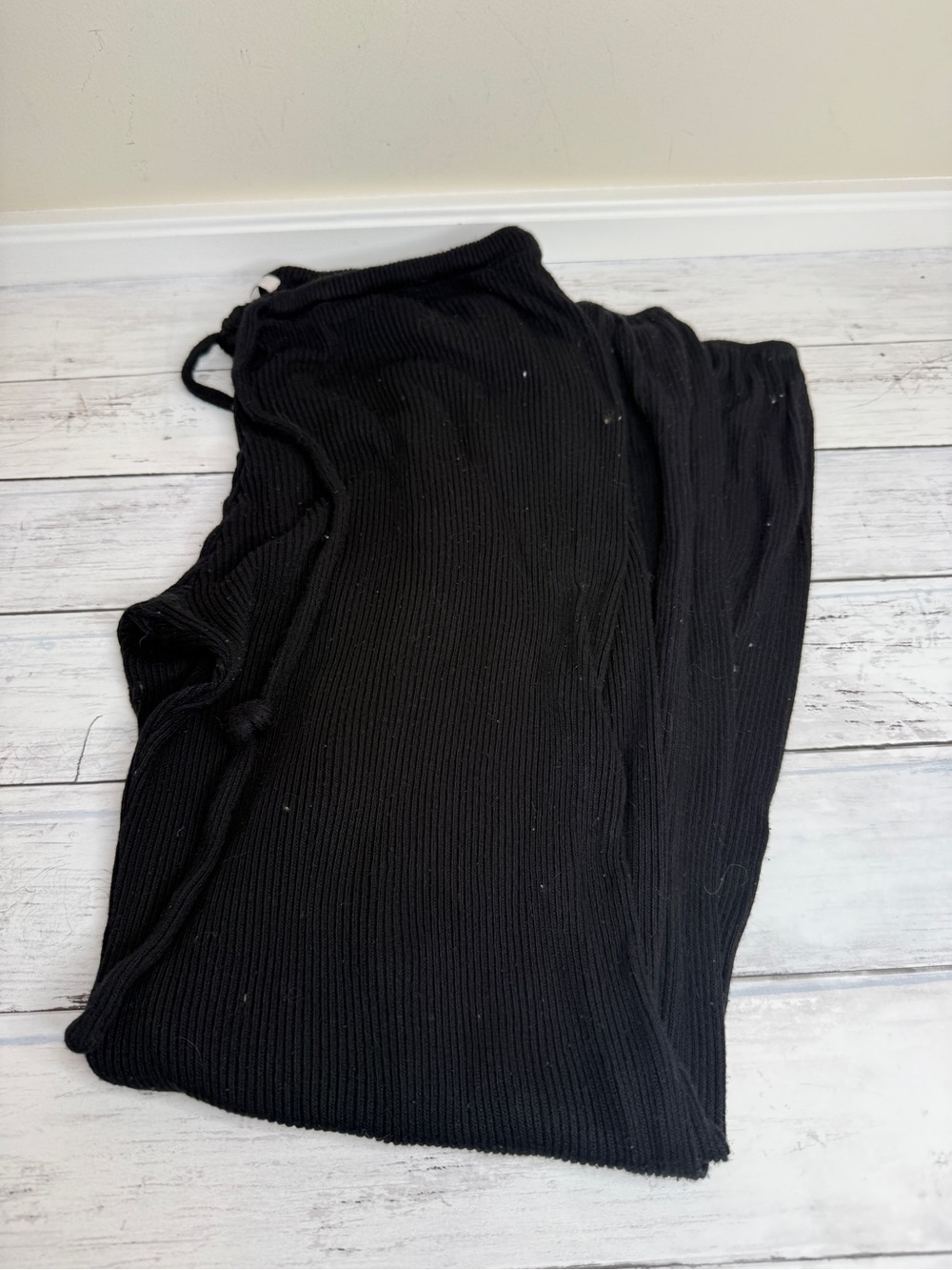 Eberjey Black Ribbed Knit Sleep Pant